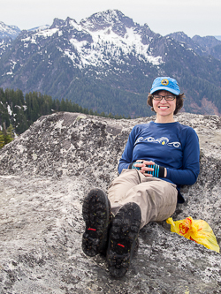 On the summit of Mile High Mountain with Treen Peak in the background.