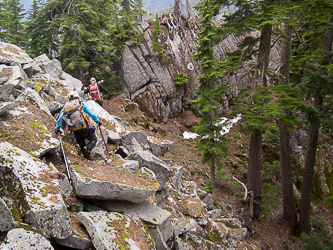 Descending Toto's NE ridge.