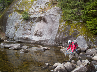 Crossing Lake Dorothy's outlet.