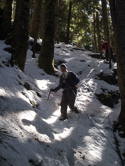 We dropped down the SW side of the ridge to avoid some cliffs.