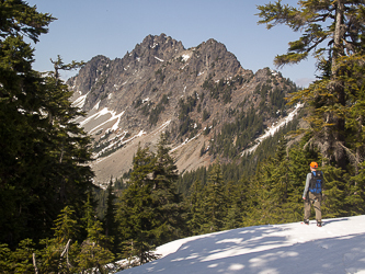 Descending Low Mtn's north ridge, looking at Chair Peak.