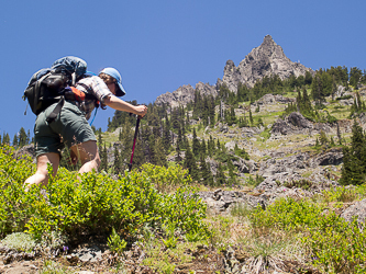 The summit block in sight.