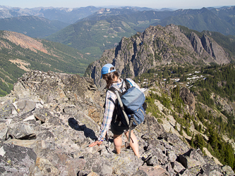 Descending Hibox's SE ridge.  Lobox Mountain in the background.