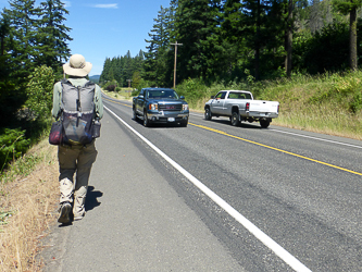 Walking north on Highway 141.