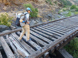 A railroad trestle on the rail trail through Swale Canyon.