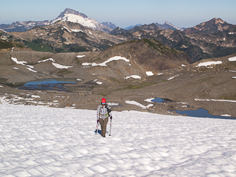 Ascending the White Chuck Glacier.  Sloan Peak in the background.