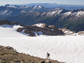 Looking down on the White River Glacier from the summit of Kololo.