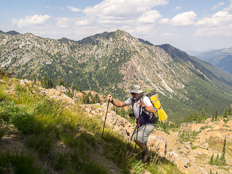 Walking up Tucquala Pk's SE ridge.