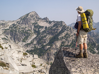 Looking at South Granite Mountain from Sherpani's east ridge.