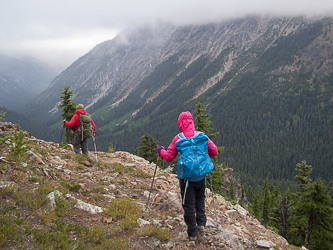 Traversing from camp to the trail down to French Creek.