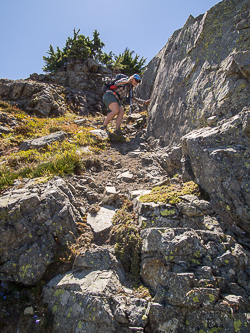 Shortly below the summit we descended directly from the south ridge to the 5,720' pass above Lila Lake.