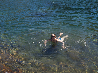 Swiming in the upper Rampart Lakes