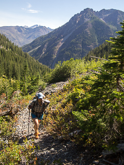 The Beauty Creek Trail with Last Chance Point in the background.