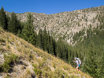 Hiking up the meadow after leaving the trail.