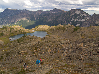 Lake Edna with Big Jim Mountain and Big Lou in the background.