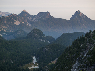 Bald Eagle Peak, Silver Eagle Peak, and Jade Lake point 5,243.