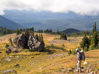 Looking down on Snowgrass Flats.