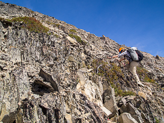 Ives Peak's chossy south slopes, right below the summit.