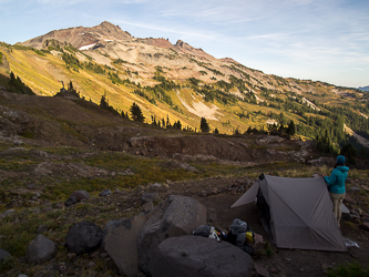 Old Snowy Mountain from our camp below Goat Lake.