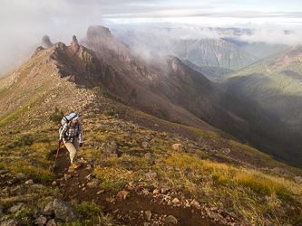 Walking up the side trail that goes up Hawkeye.