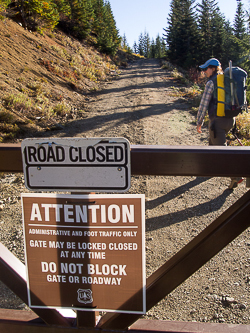 The gate at 4,500' on Road 6525.