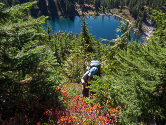 Ascending Mt Fernow's south slope.