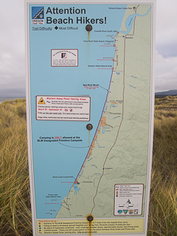 Bandon to Floras map with Snowy Plover restriction information.