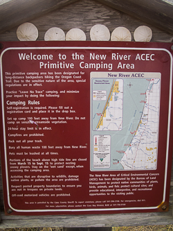 New River Area of Critical Environmental Concern (ACEC) primitive camping area info.