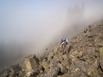 On the talus field below point 4272.