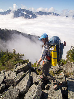 Heading SE on the ridge, toward Web Mtn.  McClellan Butte in the background.