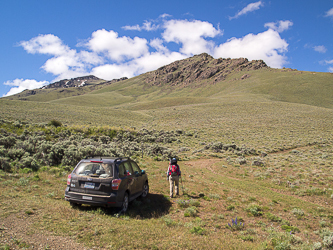 Our trailhead, at the three-way intersection at 5,400' on the north side of Pueblo Mtn.