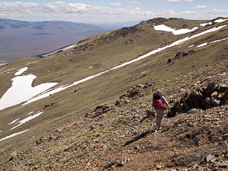 Descending Pueblo's east slopes.