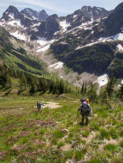 Fisher Peak from the slopes above Easy Pass.