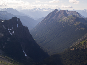 Pachyderm Peak and Gabriel Peak from the summit of Kitling Pk.