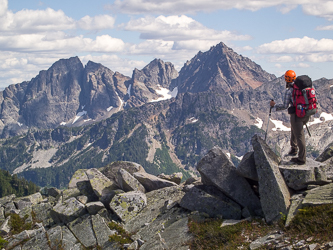 Summit Chief Mountain, Middle Chief Peak, and Little Big Chief Mountain from the summit of Wild Goat Peak.