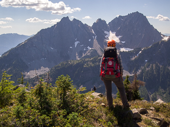 Summit Chief Mountain, Middle Chief Peak, and Little Big Chief Mountain from the summit of Iron Cap Mountain.