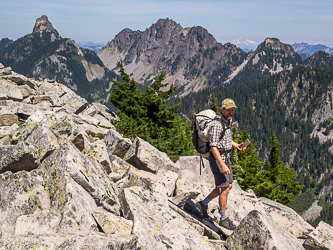 Kaleetan, Chair Peak, and Bryant Peak from just below the summit of Granite Mountain.