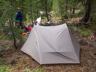 Our camp near the boot path between Middle and South Sister