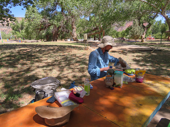 We sorted our resupply at Cottonwood Park in Colorado City