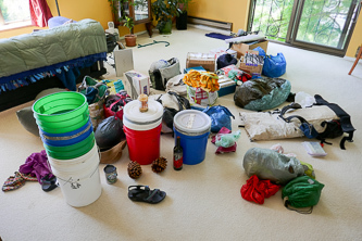 Gear explosion in our living room floor.