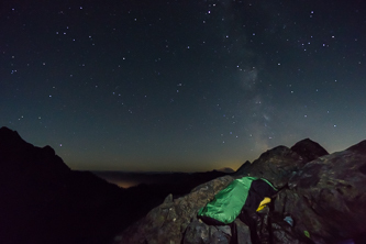 Our bivy spot on top of Avalanche Mtn and under the Milky Way