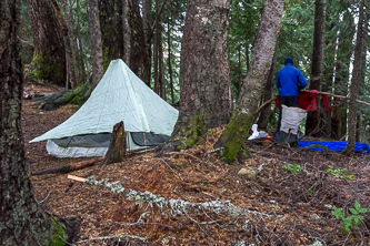 Our camp on the saddle SE of Huckleberry Mtn