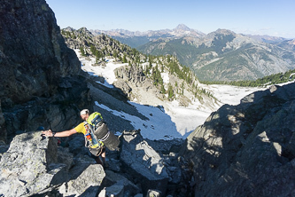 Dropping down the east side of the 6,280' notch