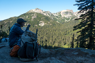 Breakfast spot with Jerry Garcia Peak in the background