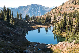 Unnamed lake below Grace Lake with Big Jim Mountain in the background.