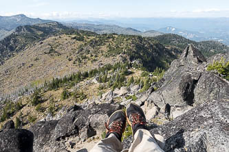 Sitting at the lookout site looking north at the ridge I just walked