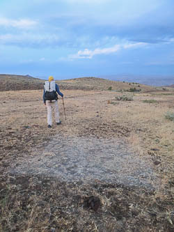 Dry spot left by our tent after a thunderstorm