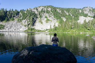 Morning cool-off in Pear Lake