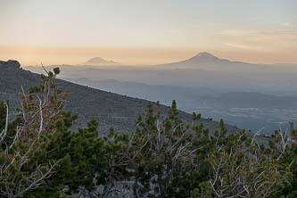 Rainier and Adams from camp